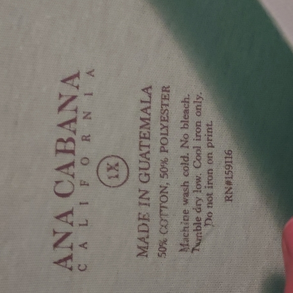 NWT-Ana Cabana 1X Skull Top Short Sleeve Mint Green - Picture 3 of 4